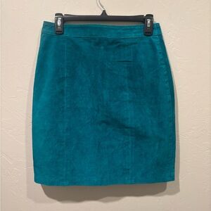 Vintage Teal Suede Pencil Skirt